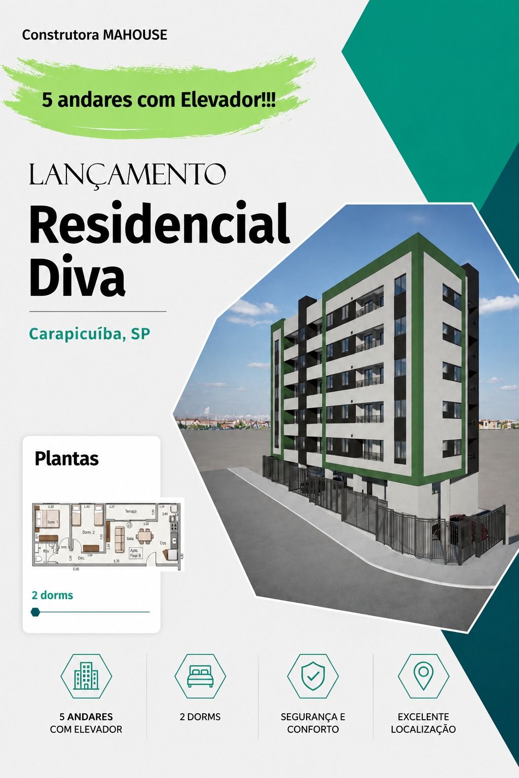 02 dormitórios e 01 vaga automóvel - Vila Dirce Carapicuíba ( na planta )