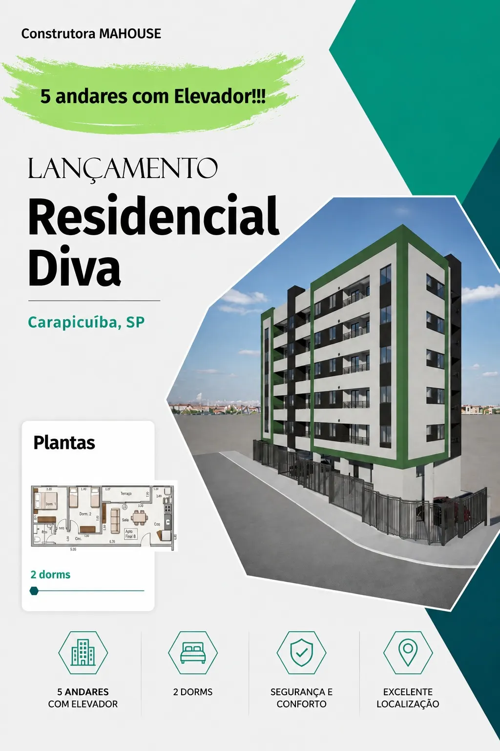 02 dormitórios e 01 vaga automóvel - Vila Dirce Carapicuíba ( na planta )