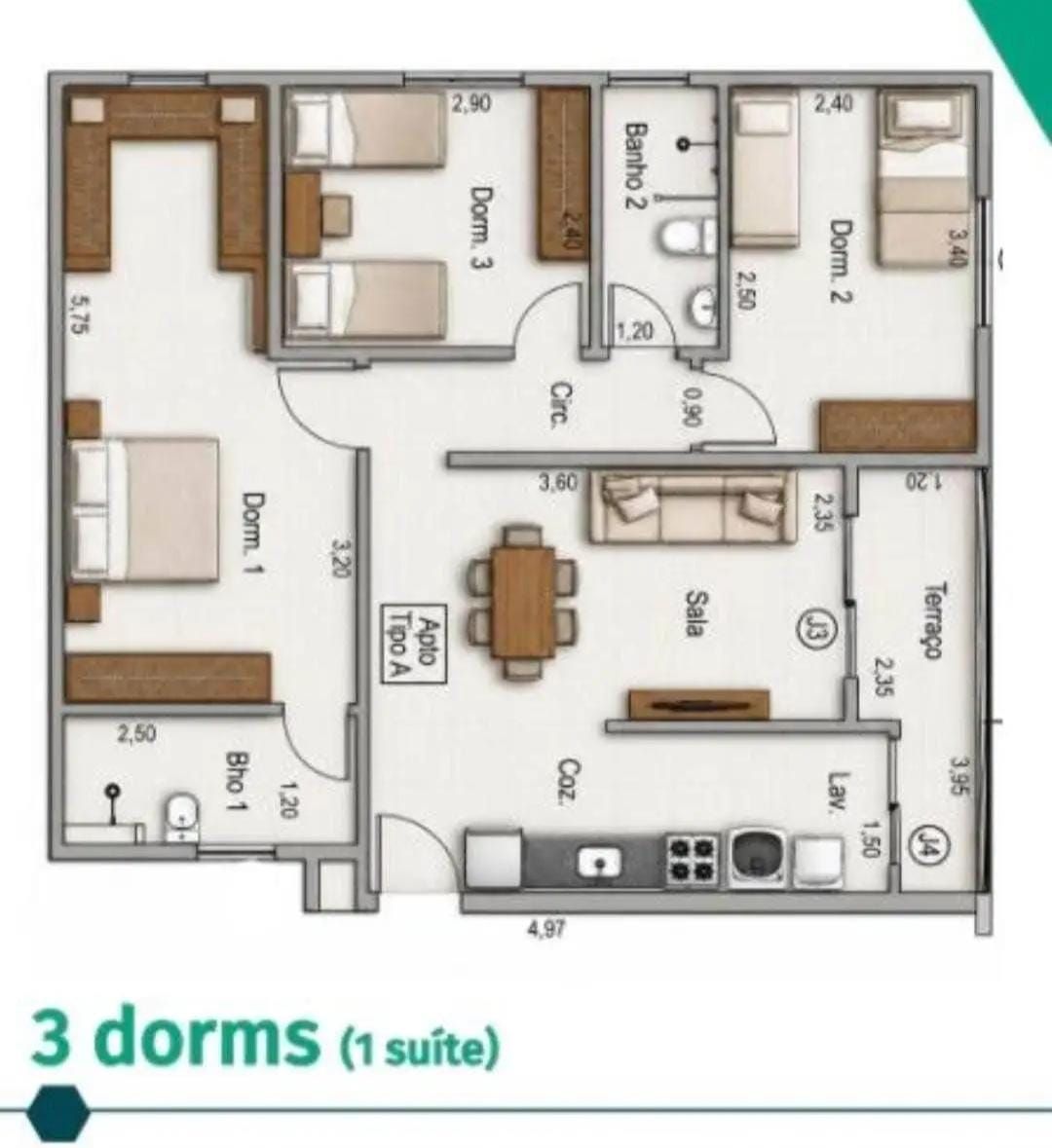 Apartamento 03 dormitórios 01 suíte Carapicuíba