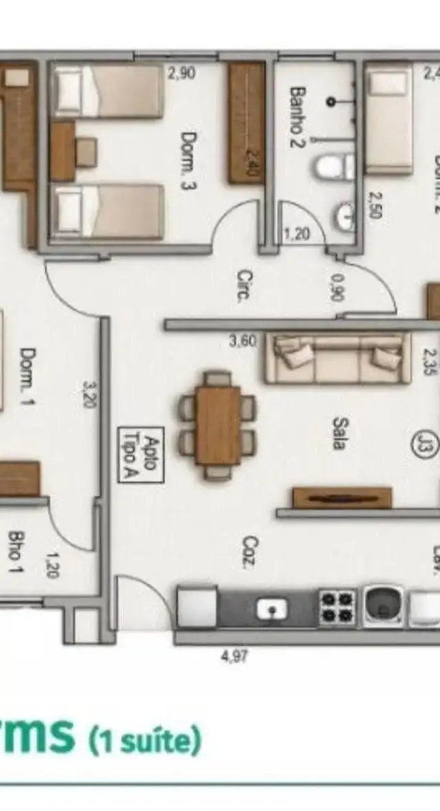 Apartamento 03 dormitórios 01 suíte Carapicuíba